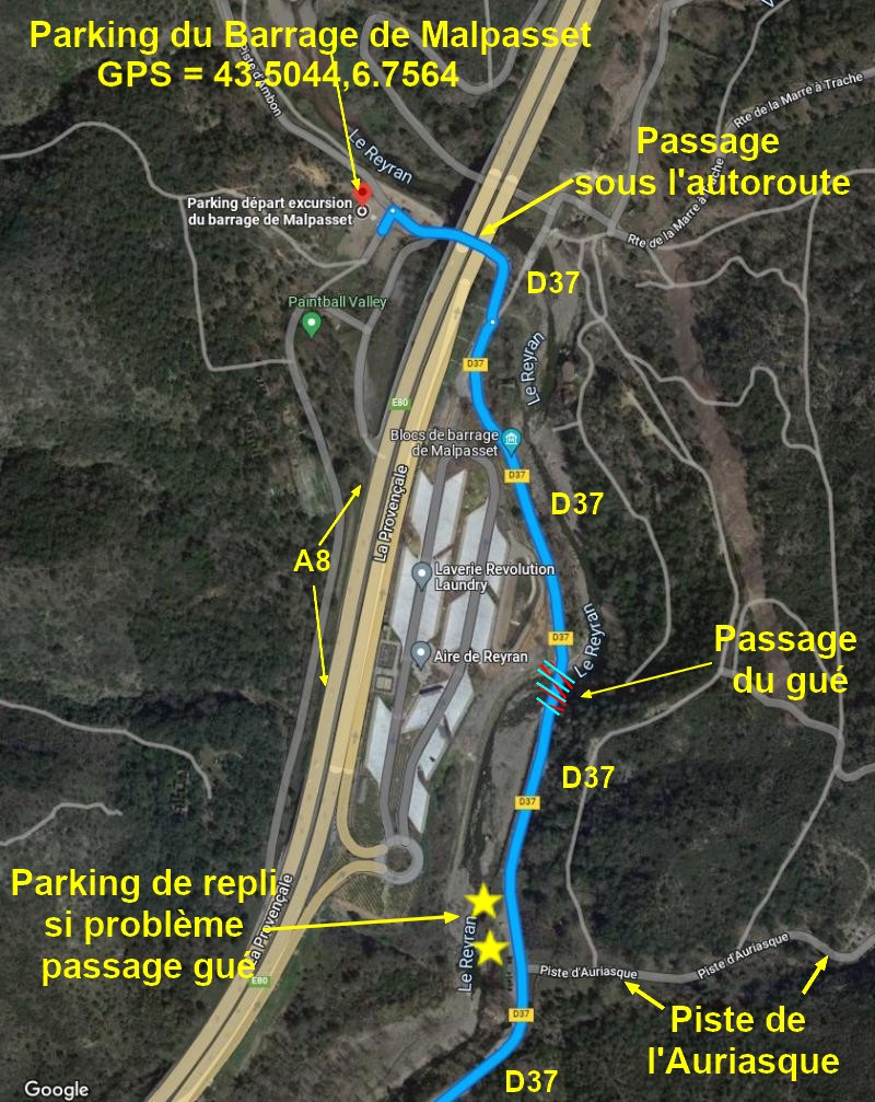 ACCES FREJUS Malpasset 3 Plan Fin du trajet et parking