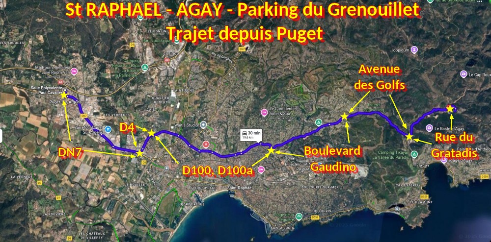 ACCES St RAPHAEL Parking Grenouillet 1 Plan Trajet
