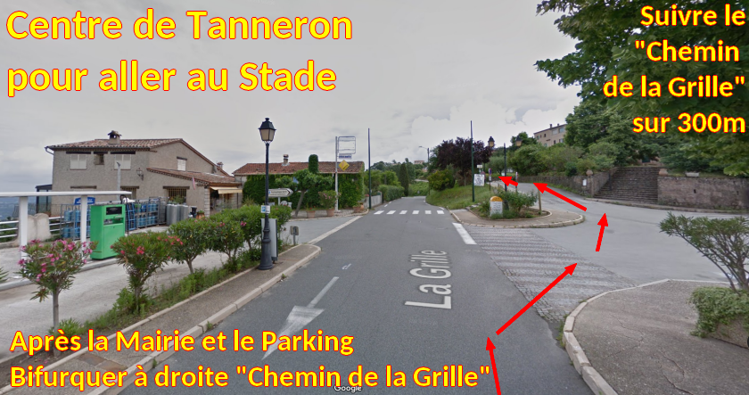 ACCES TANNERON Parking du stade 4 Apres la mairie bifurquer a droite