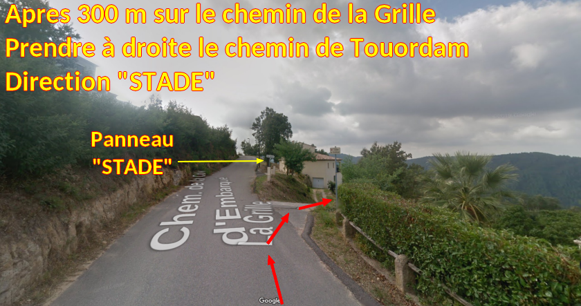 ACCES TANNERON Parking du stade 5 Apres 300 m bifurquer a droite ch de touordam