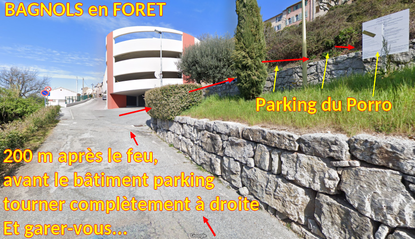 Acces BAGNOLS Parking du Porro 3 Acces final Tourner a droite