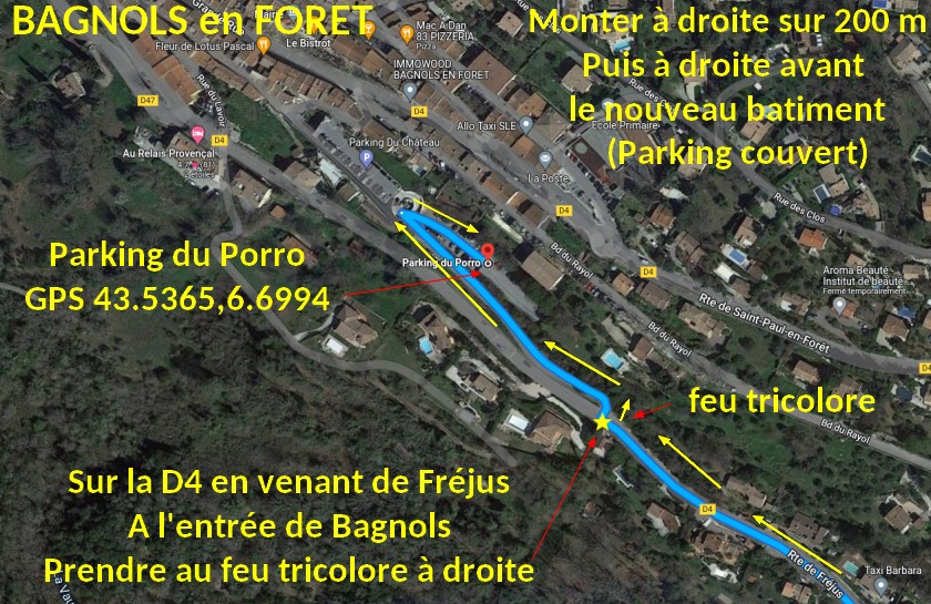 Acces BAGNOLS Parking du Porro 2 Plan arrivee