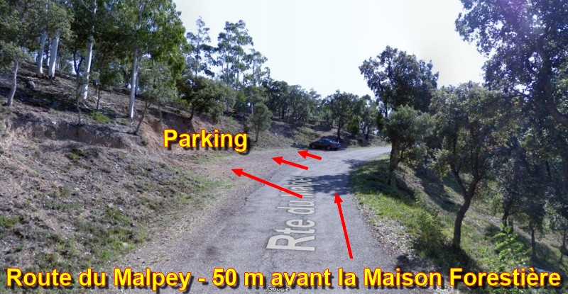 Acces FREJUS MF Malpey 5 Parking env 50 m avant maison forestiere