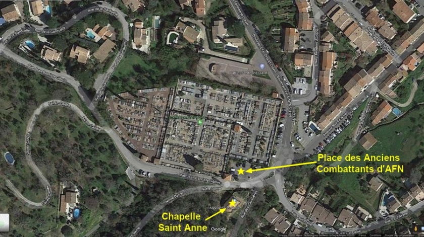 Acces Roquebrune parking cimetiere Roquebrune Place des anciens combattants d AFN