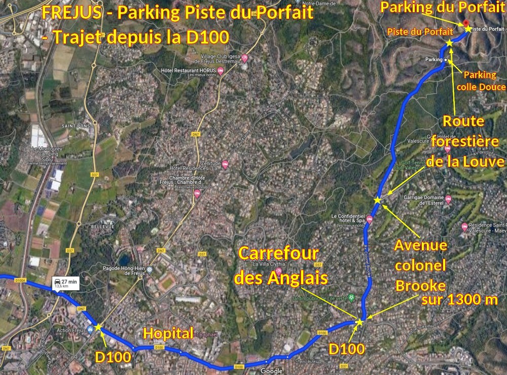 Acces FREJUS Piste Porfait a 2 Trajet depuis D100