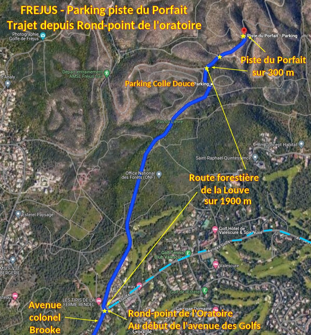 Acces FREJUS Piste Porfait a 5 Trajet la Louve