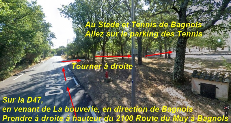 ACCES BAGNOLS D47 Stade et tennis 4 Trajet depuis D47