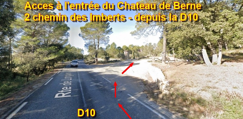 ACCES FLAYOSC Chateau de Berne 2 Acces Entree chateau 2 chemin des Imberts sur la D10
