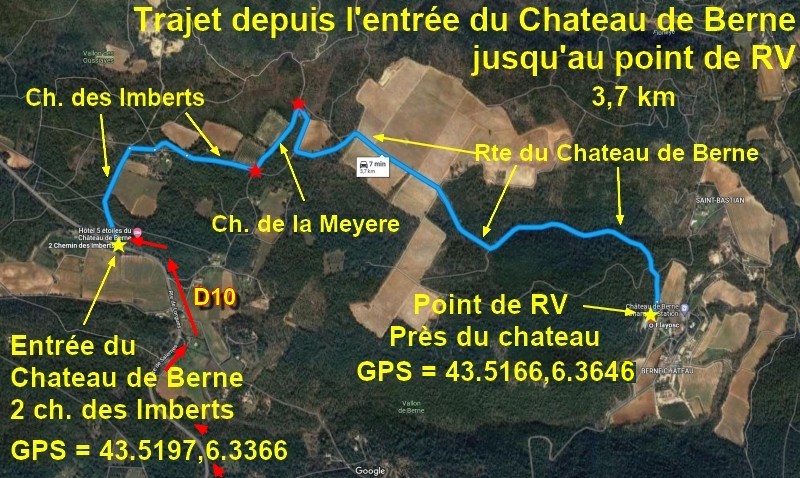 ACCES FLAYOSC chateau de Berne 4 Trajet Entree jusqu au point de RV