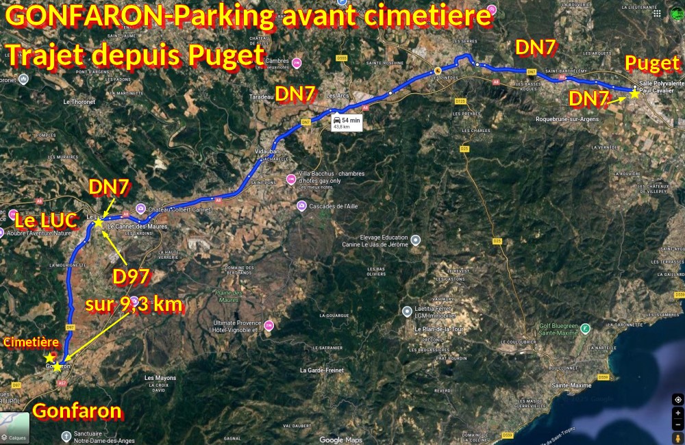 ACCES GONFARON Parking avant cimetiere 1 Trajet depuis Puget