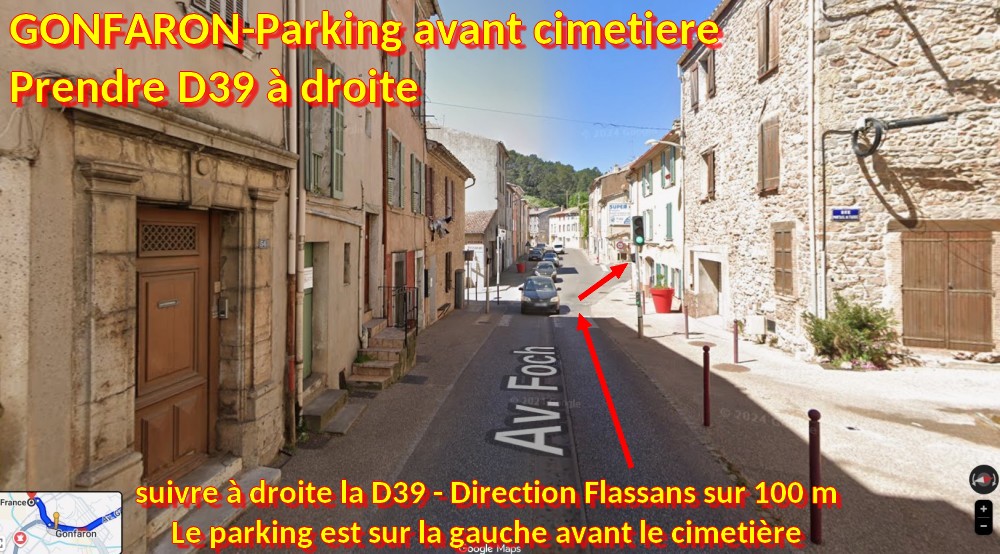 ACCES GONFARON Parking avant cimetiere 4 Dans Gonfaron a droite Dir Flassans