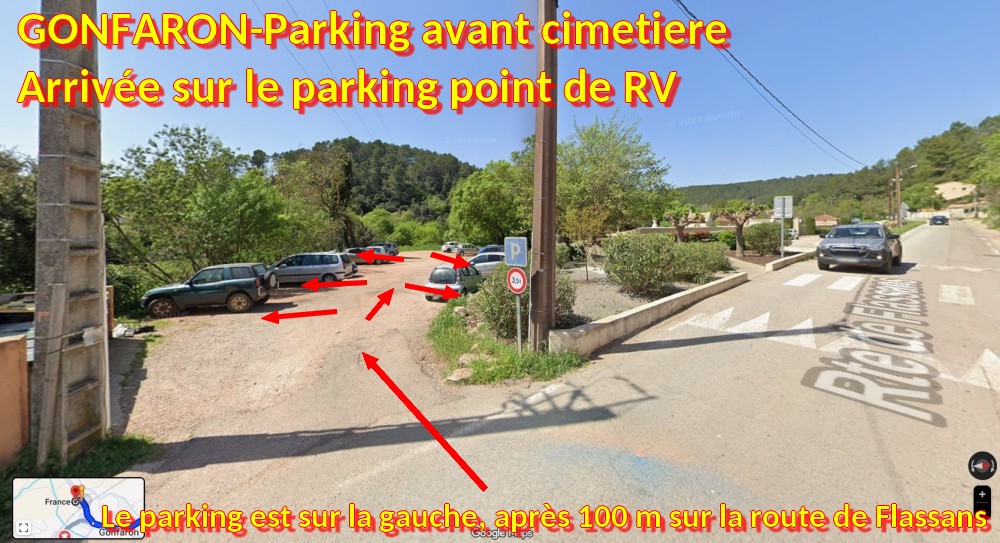ACCES GONFARON Parking avant cimetiere 5 Arrivee sur parking point de RV