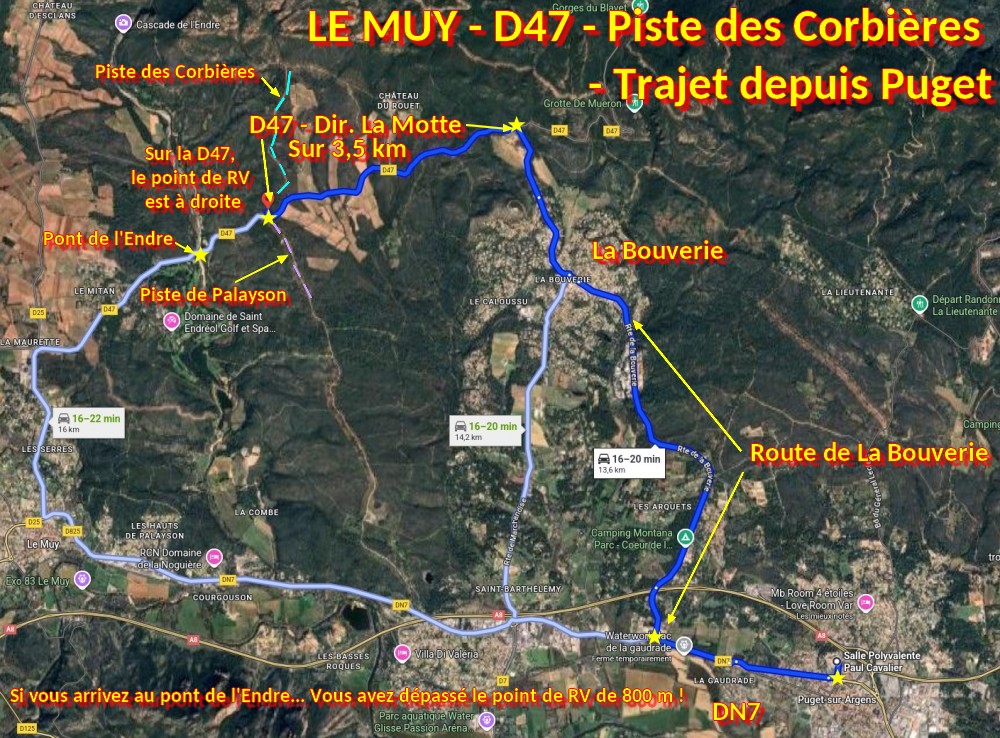 ACCES LE MUY D47 Piste des Corbieres 1 Trajet depuis Puget