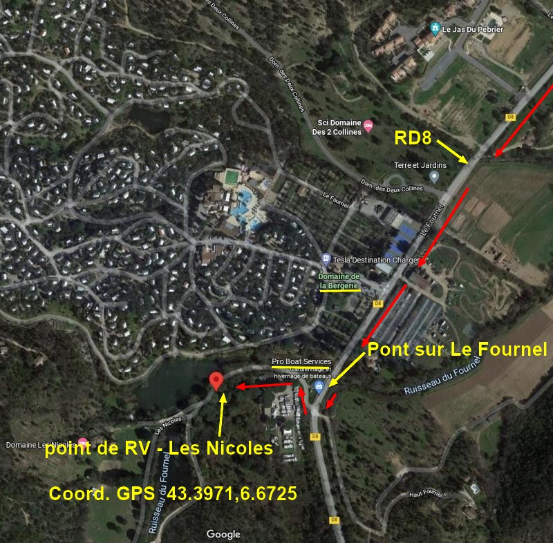 ACCES ROQUEBRUNE Les Nicoles 2 Plan arrivee via la D8