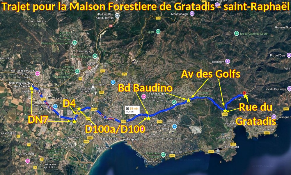 ACCES ST RAPHAEL Maison forestiere de Gratadis 1 Trajet depuis Puget