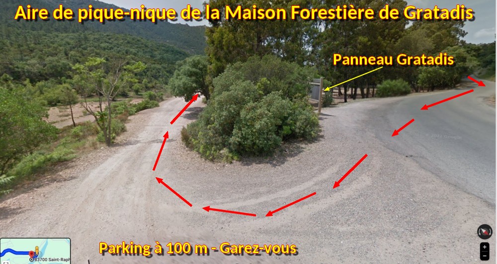 ACCES ST RAPHAEL Maison forestiere de Gratadis 4 arrivee au point de RV
