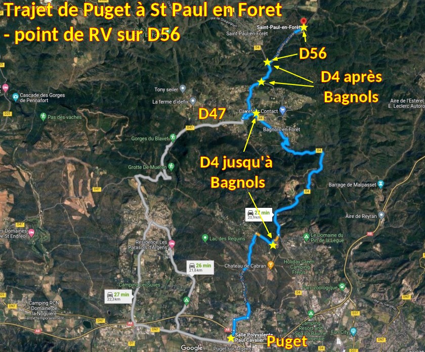ACCES St PAUL en FORET Chateau Grime 1 Trajet depuis Puget