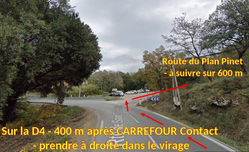 Acces BAGNOLS Escolles 5 a gauche rte du Plan Pinet
