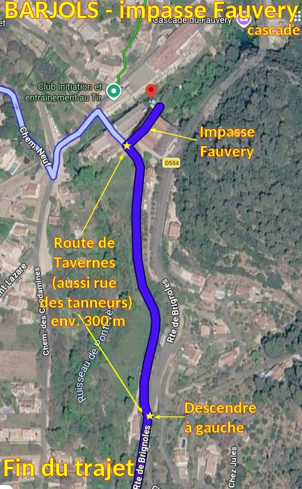 Acces BARJOLS Impasse Fauvery 2 Fin du trajet depuis D554