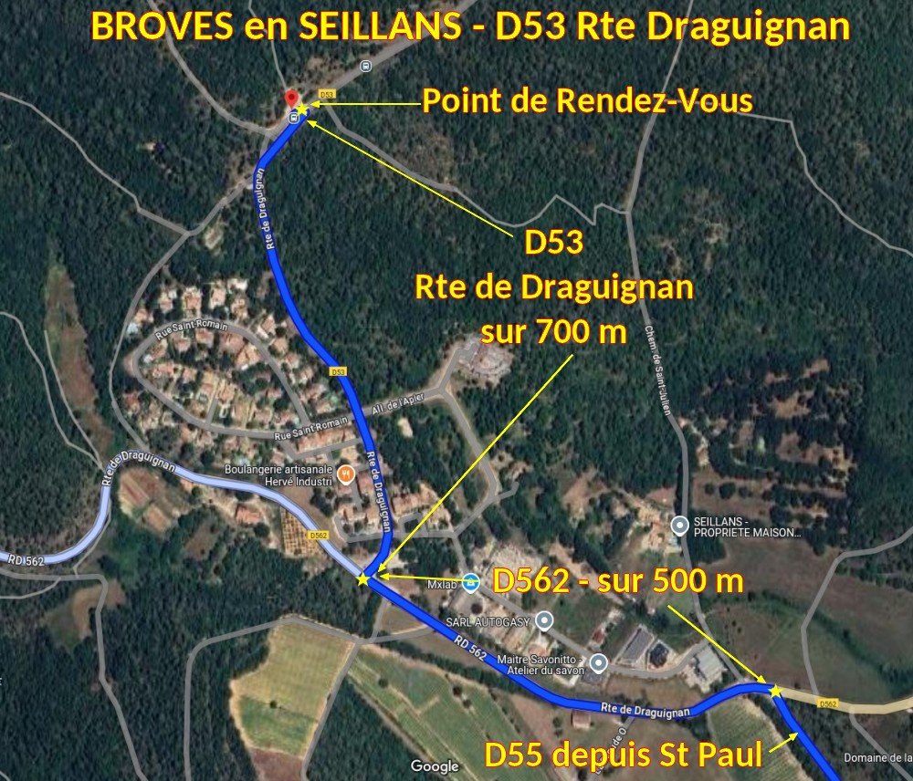 Acces BROVES en SEILLANS D53 Rte de Draguignan 3 Fin du Trajet
