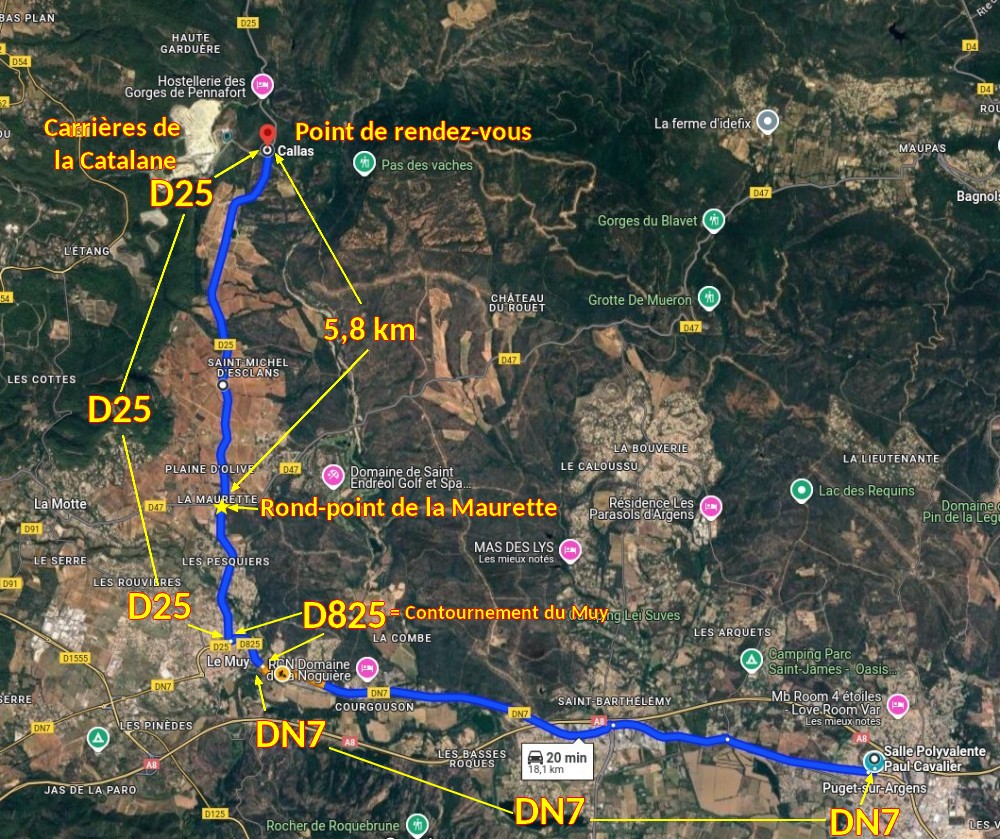 Acces CALLAS Carriere Catalane 1 Trajet depuis Puget