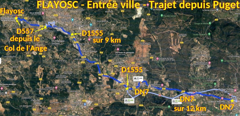 Acces FLAYOSC Entree ville 1 Trajet depuis Puget