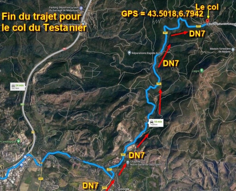 Acces FREJUS Col du Testanier 2 Fin du trajet