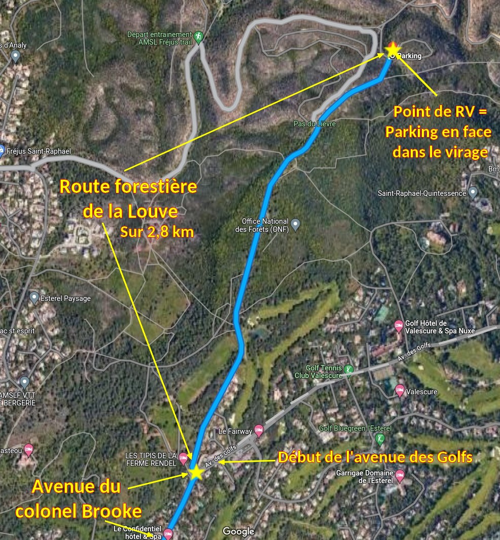 Acces FREJUS Colle Douce 5 Trajet chemin de la Louve