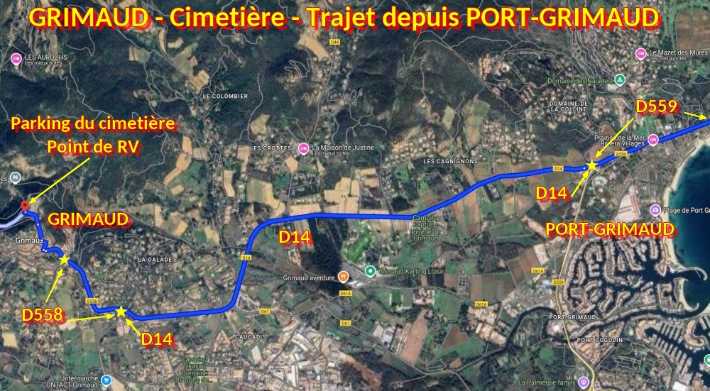 Acces GRIMAUD Cimetiere 3 Trajet depuis Grimaud