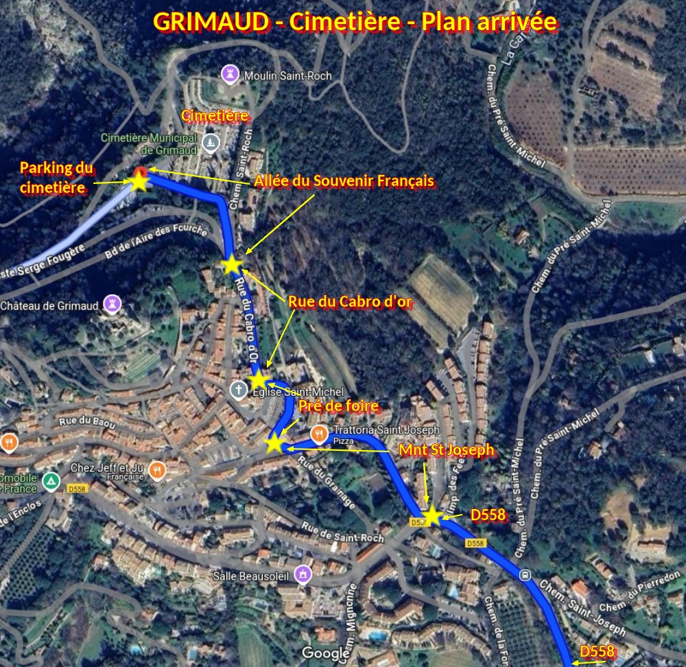 Acces GRIMAUD Cimetiere 4 Plan arrivee