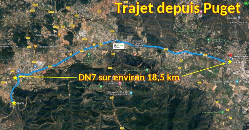 Acces LES ARCS Tournavelle OUEST 1 Trajet depuis Puget