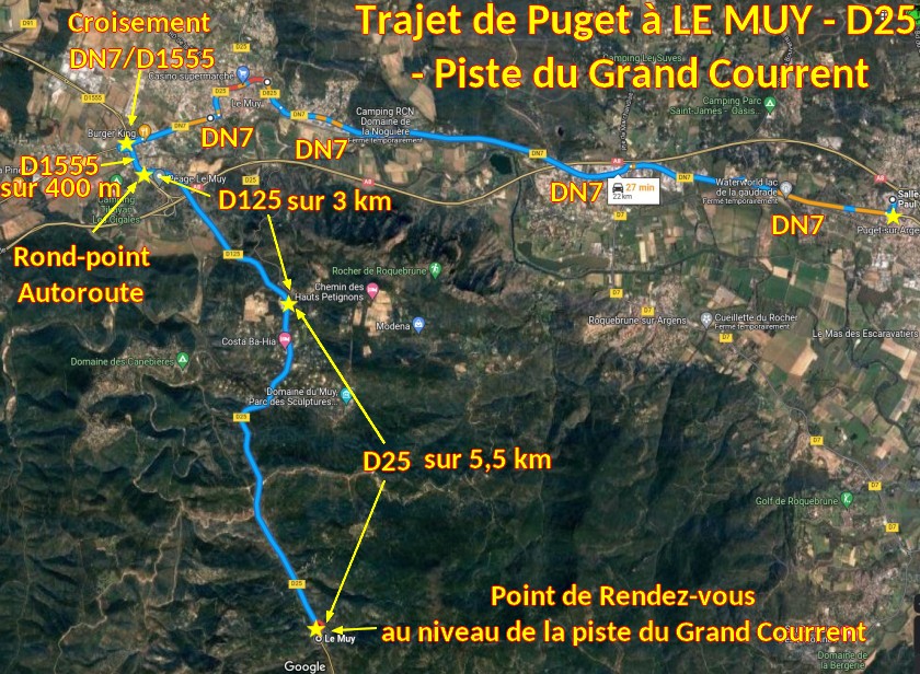 Acces LE MUY Grand Courrent 1 Trajet depuis Puget
