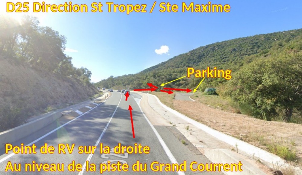 Acces LE MUY Grand Courrent 5 D25 arrivee sur point RV a droite