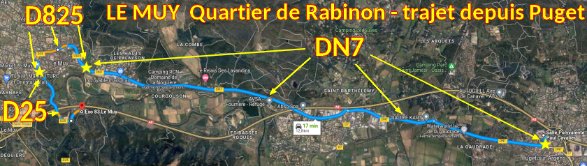 Acces LE MUY Rabinon 1 Trajet depuis Puget