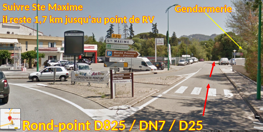 Acces LE MUY Rabinon 3 Prendre D25 au RP gendarmerie Le Muy