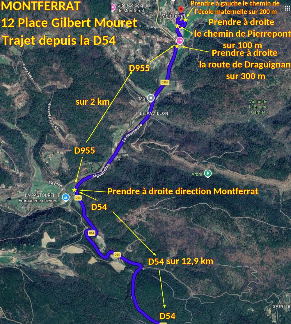 Acces MONTFERRAT 12 pl gilbert Mouret 3 Trajet depuis D54