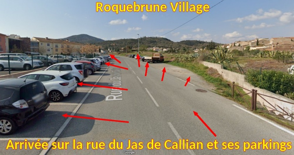 Acces ROQUEBRUNE Village Rue du jas de Callian 4 Arrivee rue du jas