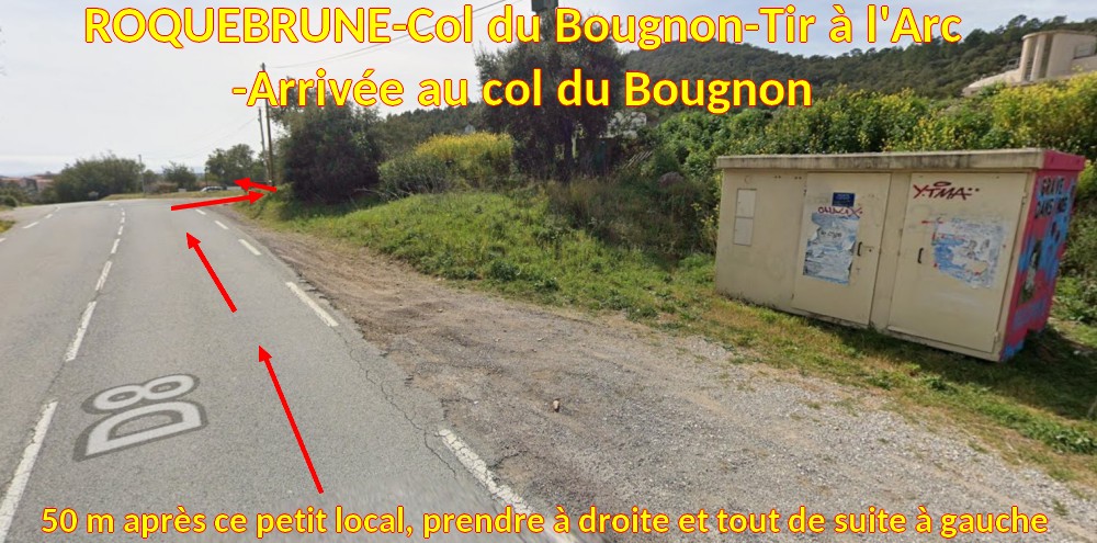 Acces ROQUEBRUNE Col du Bougnon Tir Arc 4 Arrivee sur le col