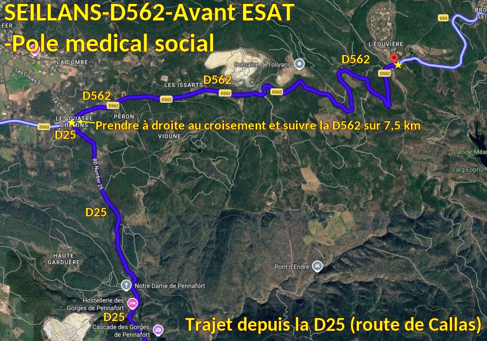 Acces SEILLANS D562 Avant ESAT pole medical social 2 Fin du trajet depuis D25