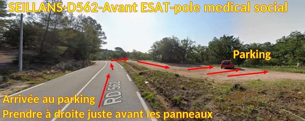 Acces SEILLANS D562 Avant ESAT pole medical social 5 Approche parking