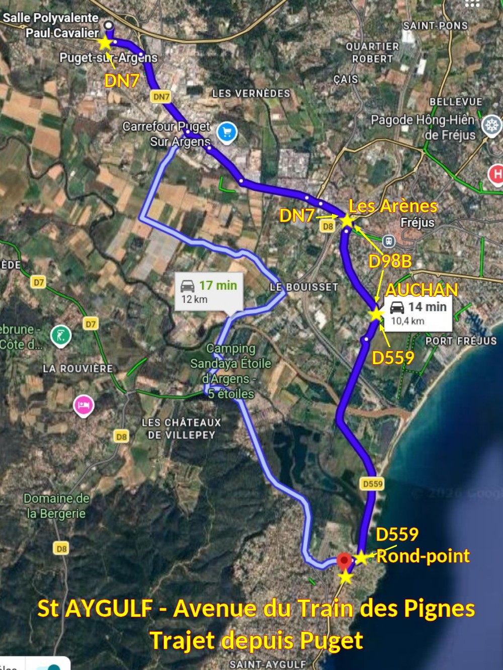 Acces St AYGULF Av train des pignes 1 Trajet depuis Puget