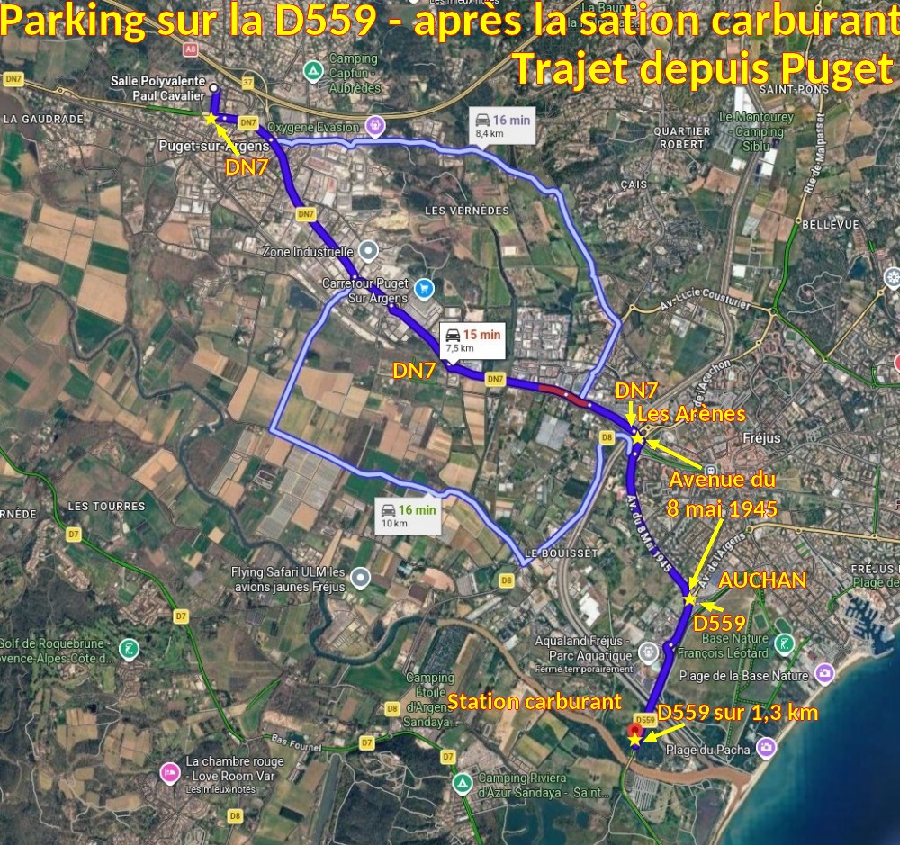 Acces St AYGULF D559 Apres station 1 Trajet depuis Puget