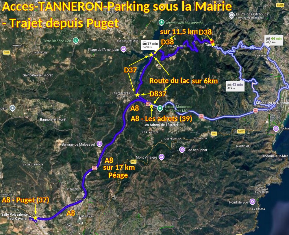 Acces TANNERON Parking sous la Mairie 1 Trajet depuis Puget