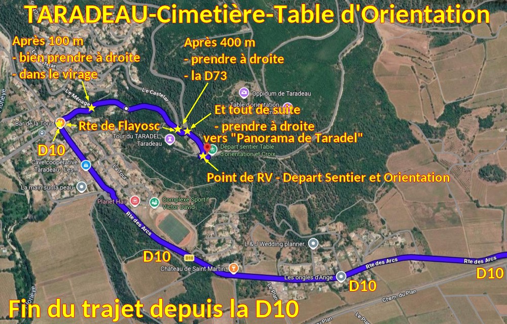 Acces TARADEAU Cimetiere Table Orientation 2 Fin du trajet
