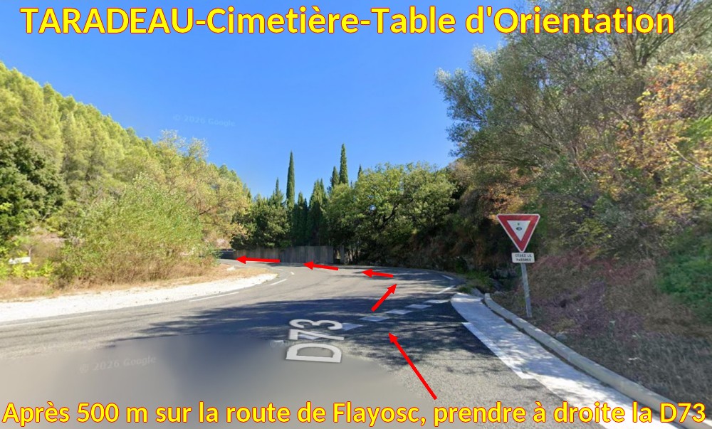 Acces TARADEAU Cimetiere Table Orientation 5 A droite D73