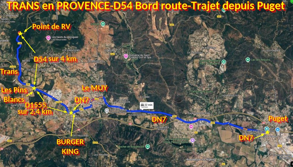 Acces TRANS en PROVENCE D54 Bord route 1 Trajet depuis Puget