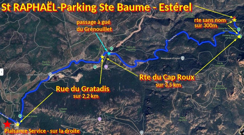 St RAPHAEL Parking Ste Baume Esterel 2 Trajet depuis av des Golfs