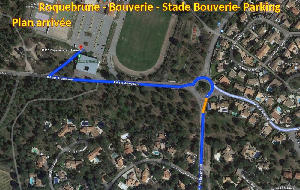 Acces ROQUEBRUNE Bouverie Stade Bouverie 02 Plan arrivee