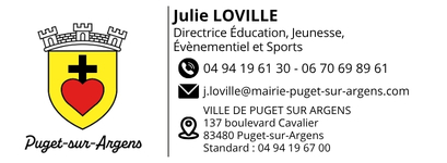 LOVILLE Julie Dir Educ Jeunesse PUGET Carte Visite