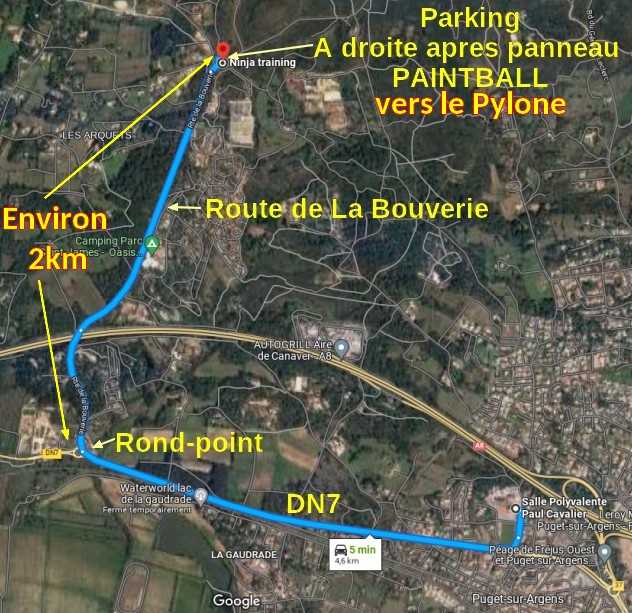 Acces PUGET Pylone rte Bouverie 1 Plan trajet